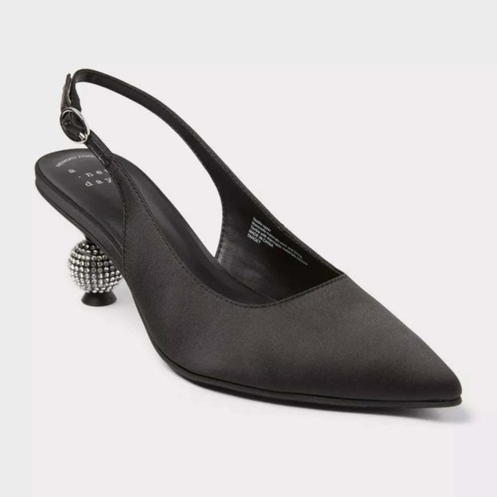 WWomen's Heels A New Day Simone Rhinestone Black 8 New Without Tags